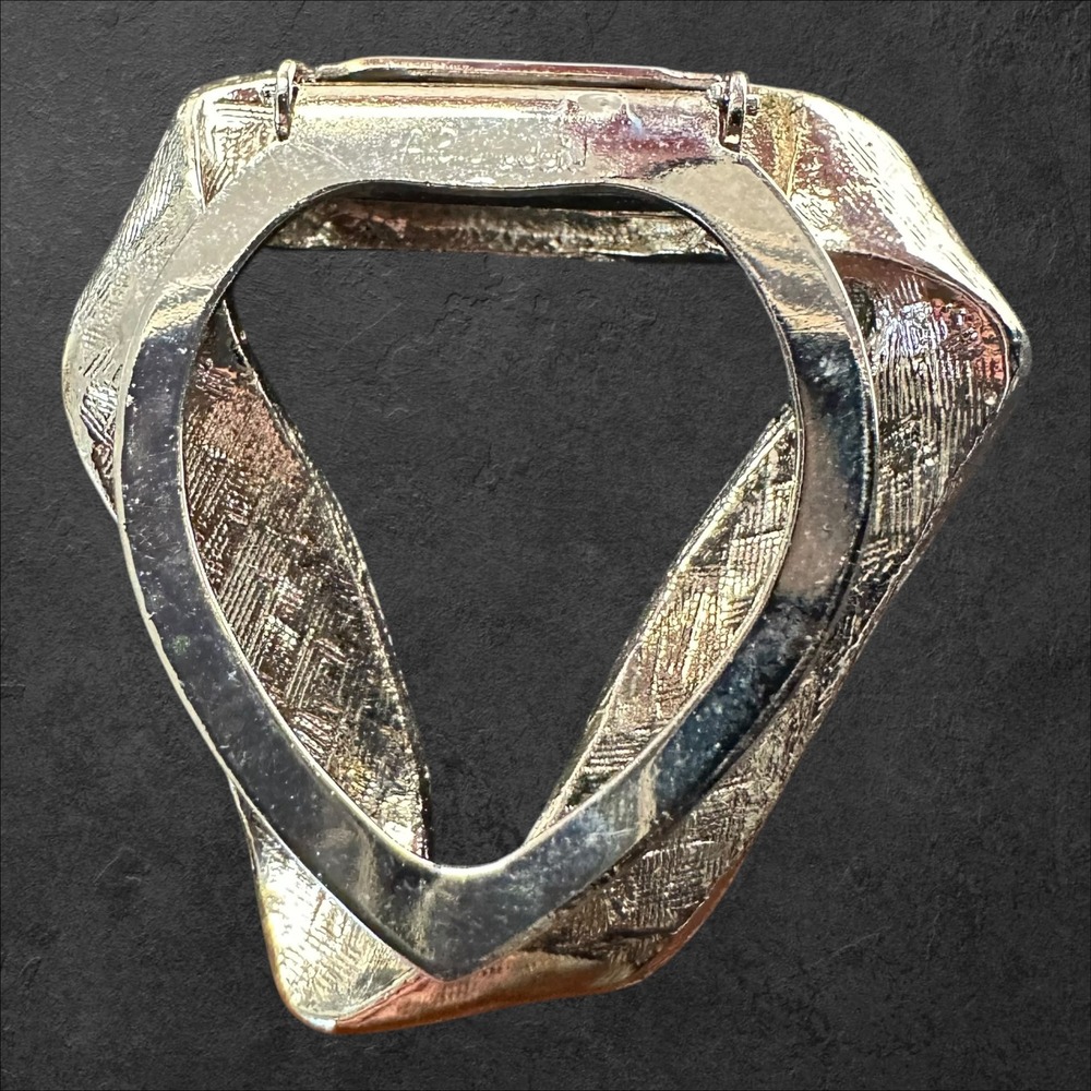 Lieba Scarf Clip Silver Textured Mobius Triangle Vintage USA Made - Picture 5 of 8